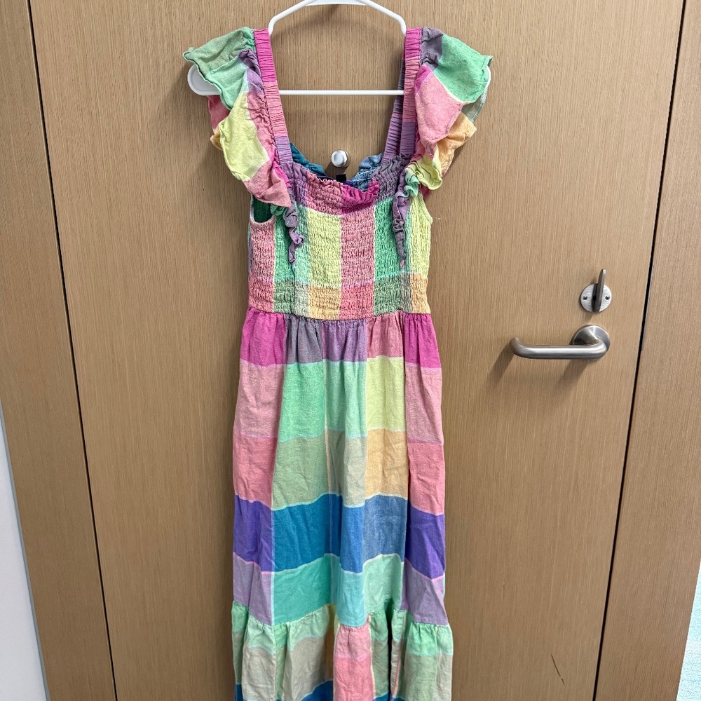 Gap Pastel Plaid Midi Dress Size Medium
